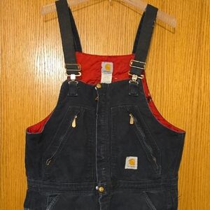 Carhartt Black Overalls with Red Lining
